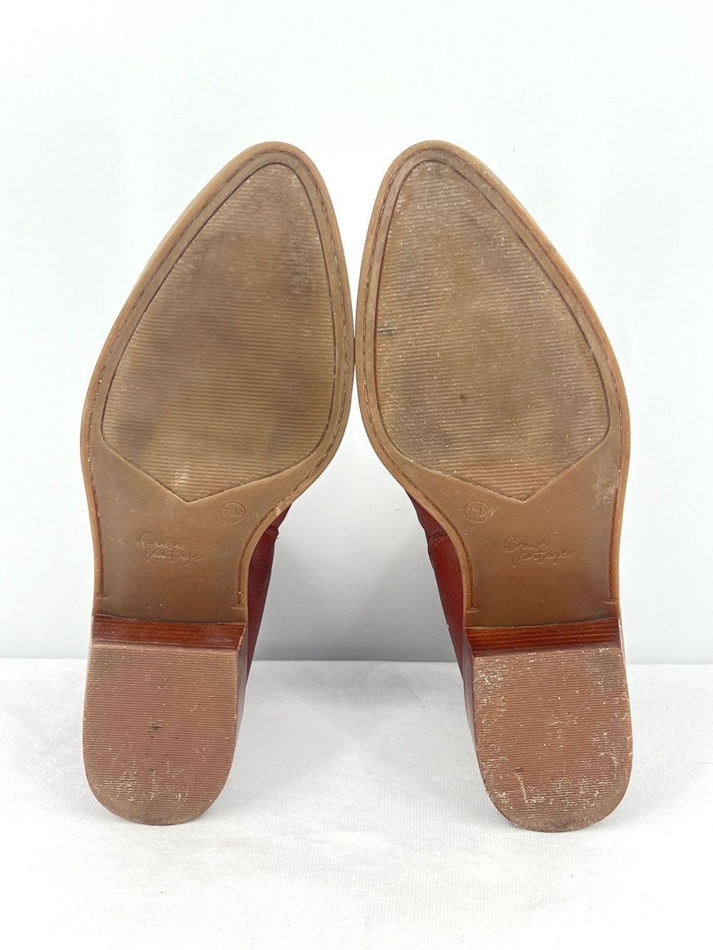 Crown Vintage Tolana2 Brown Leather Block Heel Chelsea Ankle Boots Booties 7.5 - Picture 7 of 9
